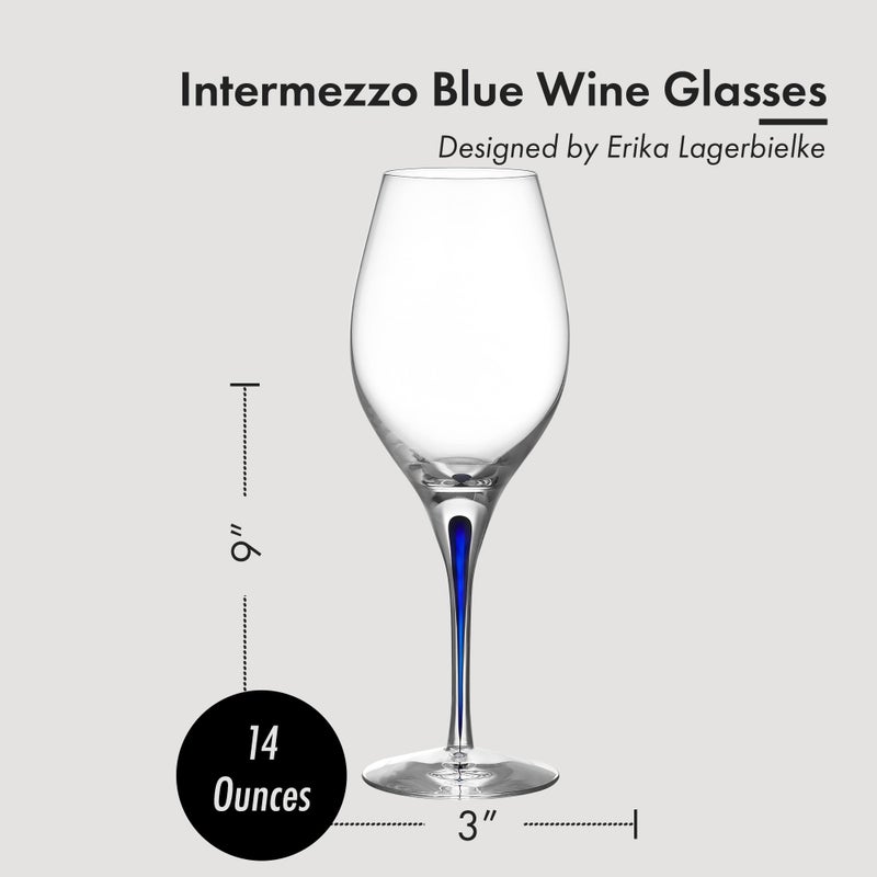 Orrefors Intermezzo 14 Fl. Oz. Stemmed Wine Glass - Blue Drop - Kitchen & Dining Crystal Glassware, Versatile Serving for Merlot, Pinot Noir, Mimosa, Dishwasher Safe - Image 2